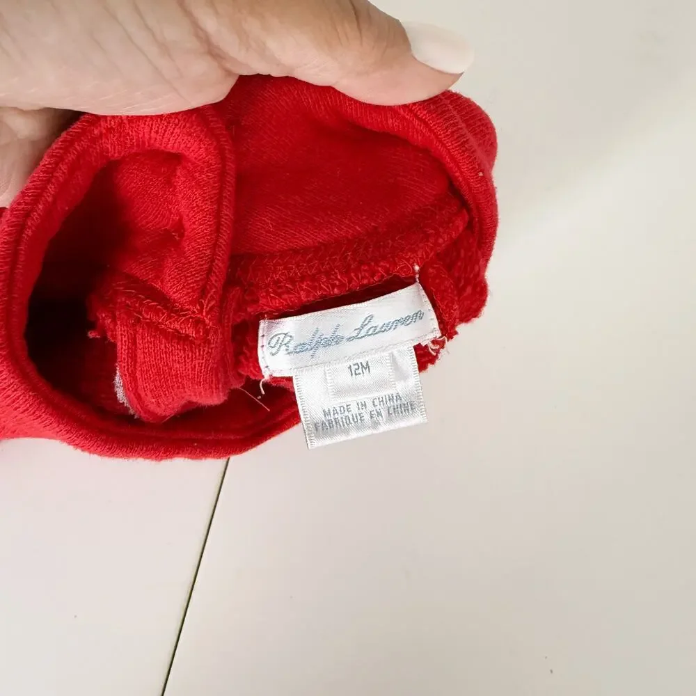 Ralph Lauren Baby Girl Mock Neck Sweater Red STAINS - 9-12 Months